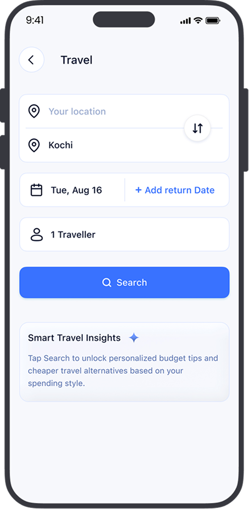 Budget Buddy travel budget insights screen